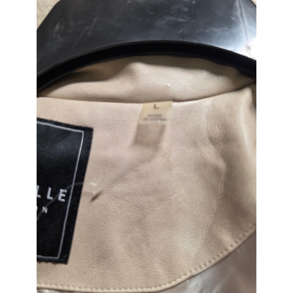 Bagatelle Collection Beige Faux Leather Cropped Trench Jacket Womens Large L - Picture 4 of 9